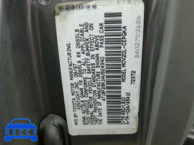 1998 TOYOTA CAMRY 4T1BF28K1WU924940 image 9