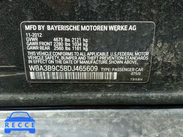 2013 BMW 335XI WBA3B9C58DJ465609 зображення 9