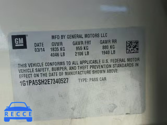 2014 CHEVROLET CRUZE 1G1PA5SH2E7340527 image 9