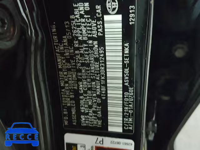 2013 TOYOTA CAMRY 4T4BF1FK3DR312495 image 9
