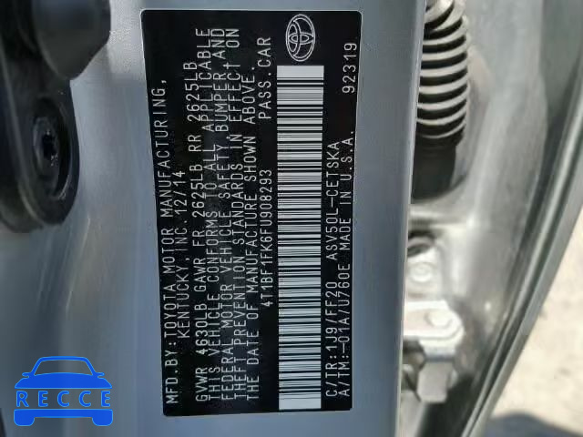 2015 TOYOTA CAMRY 4T1BF1FK6FU908293 image 9