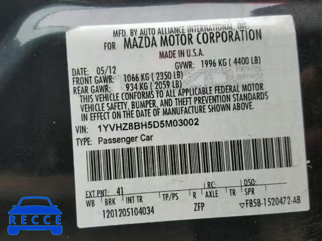 2013 MAZDA 6 1YVHZ8BH5D5M03002 image 9