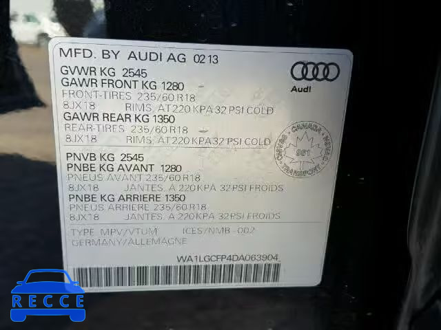 2013 AUDI Q5 WA1LGCFP4DA063904 image 9