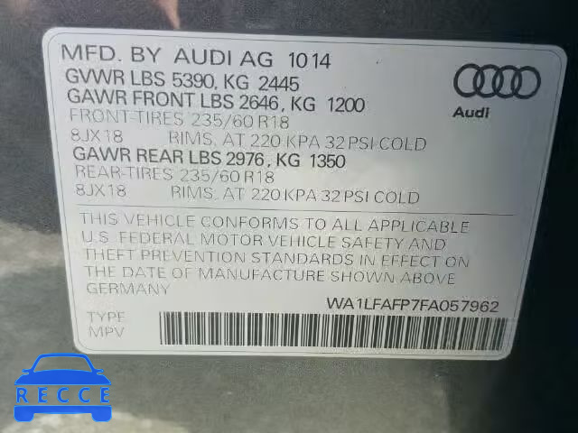 2015 AUDI Q5 WA1LFAFP7FA057962 зображення 9