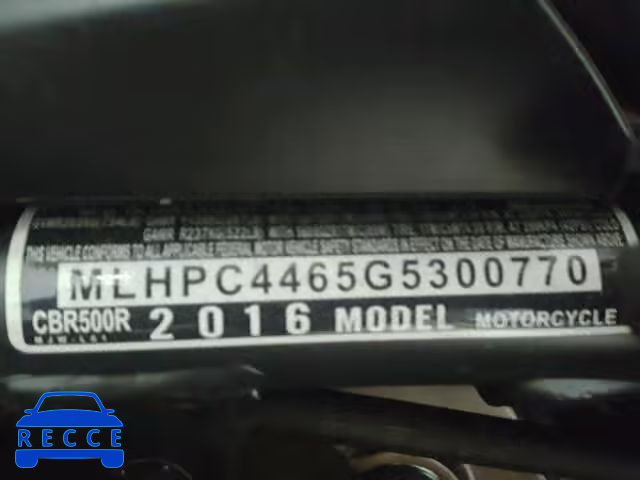 2016 HONDA CBR500 MLHPC4465G5300770 зображення 9