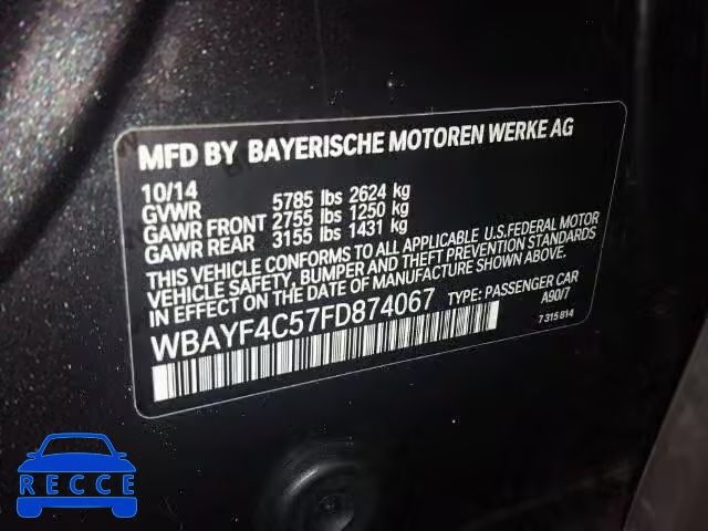 2015 BMW 740 WBAYF4C57FD874067 зображення 9