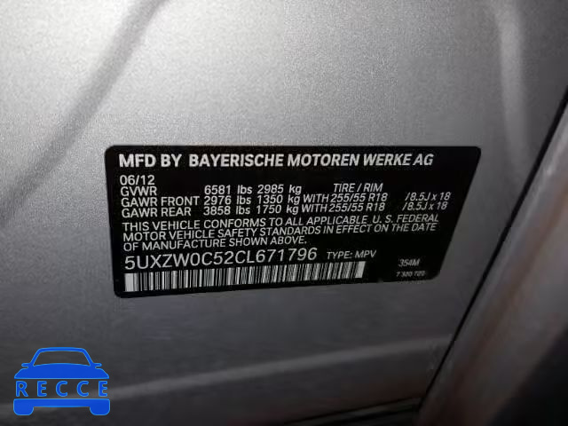 2012 BMW X5 5UXZW0C52CL671796 Bild 9