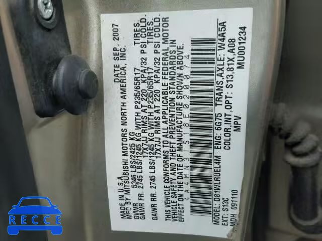 2008 MITSUBISHI ENDEAVOR S 4A4MN31S18E020074 image 9