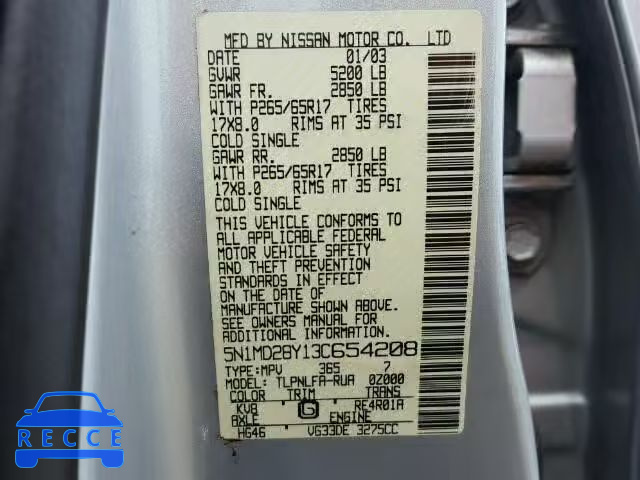 2003 NISSAN XTERRA SE 5N1MD28Y13C654208 image 9