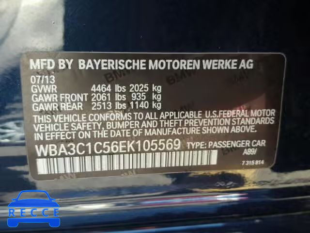 2014 BMW 328 WBA3C1C56EK105569 зображення 9