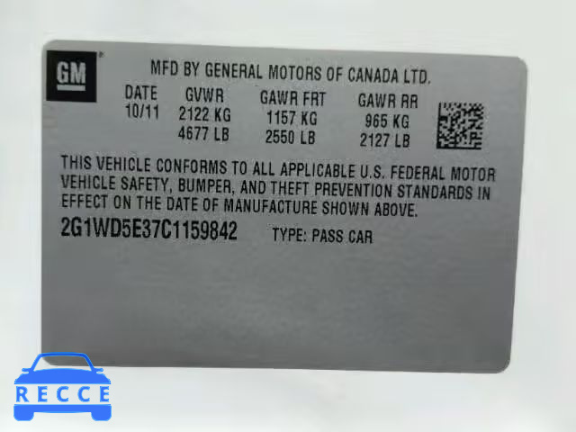 2012 CHEVROLET IMPALA POL 2G1WD5E37C1159842 image 9