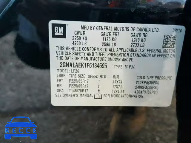 2015 CHEVROLET EQUINOX 2GNALAEK1F6134695 image 9