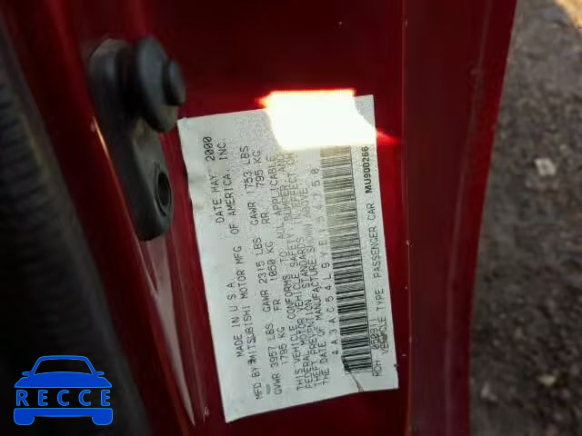 2000 MITSUBISHI ECLIPSE 4A3AC54L9YE154750 image 9