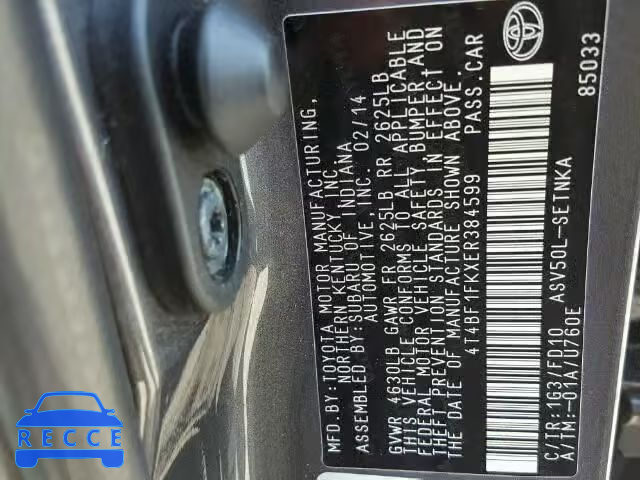 2014 TOYOTA CAMRY 4T4BF1FKXER384599 image 9