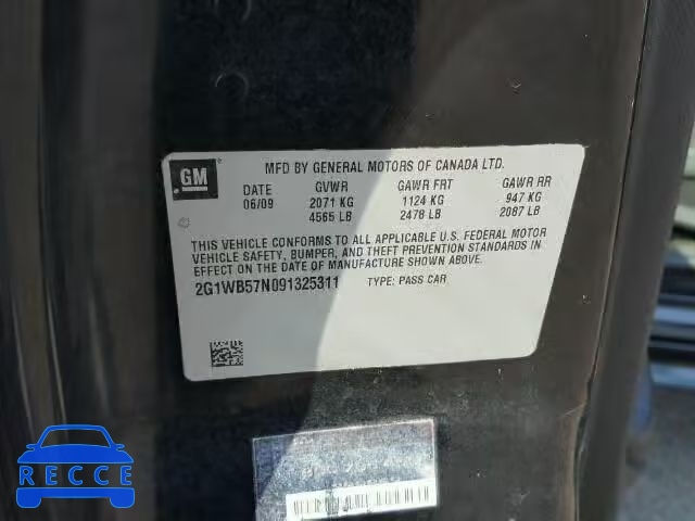 2009 CHEVROLET IMPALA 2G1WB57N091325311 image 9