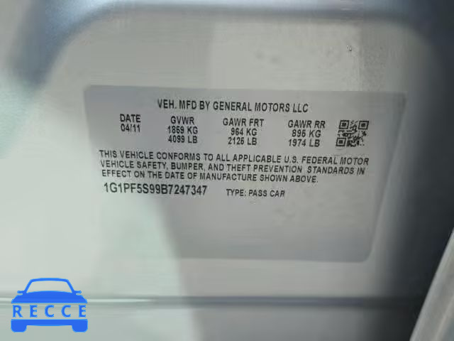 2011 CHEVROLET CRUZE 1G1PF5S99B7247347 image 9