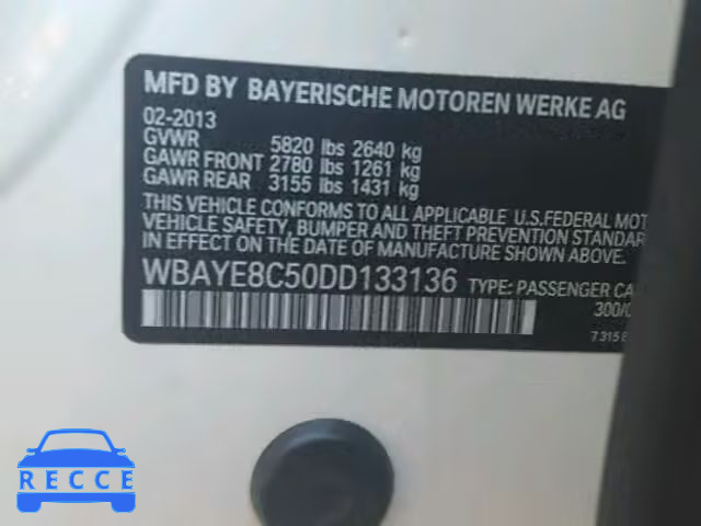 2013 BMW 750LI WBAYE8C50DD133136 зображення 9