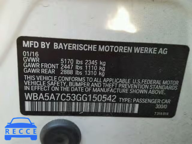 2016 BMW 528 WBA5A7C53GG150542 image 9