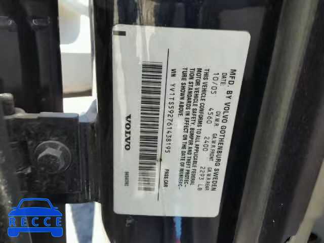 2006 VOLVO S80 YV1TS592761438195 image 9
