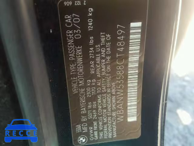 2008 BMW 550 WBANW53588CT48497 image 9