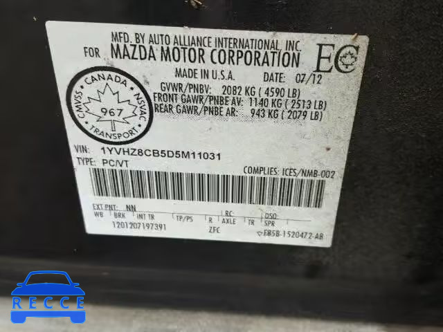 2013 MAZDA 6 1YVHZ8CB5D5M11031 image 9