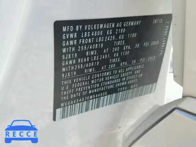2014 VOLKSWAGEN TIGUAN WVGAV3AX7EW544935 image 9