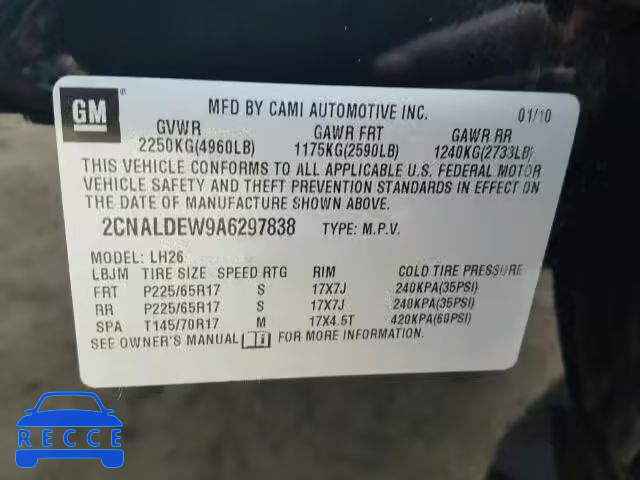 2010 CHEVROLET EQUINOX 2CNALDEW9A6297838 зображення 9