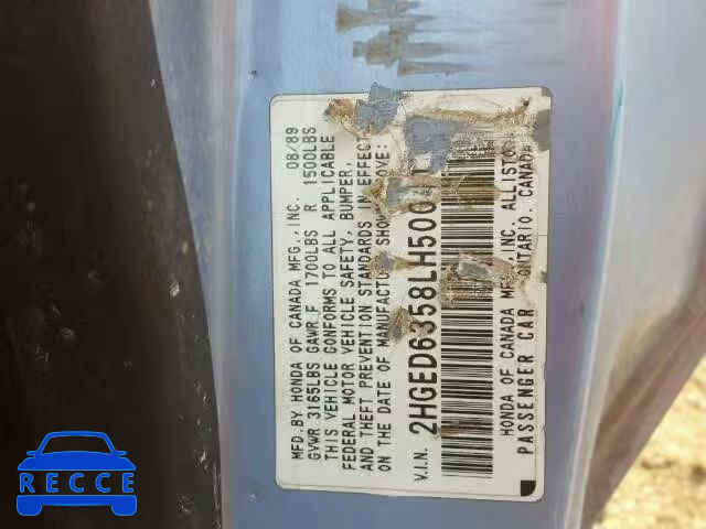 1990 HONDA CIVIC 2HGED6358LH500414 Bild 9