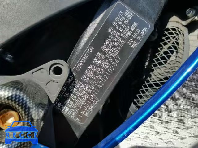 2013 SUZUKI GSX-R600 JS1GN7FA2D2102347 image 9