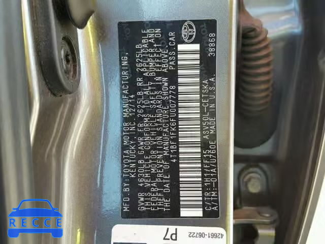 2015 TOYOTA CAMRY 4T1BF1FK6FU007778 image 9
