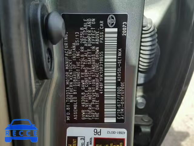 2013 TOYOTA CAMRY 4T4BF1FK1DR319655 image 9
