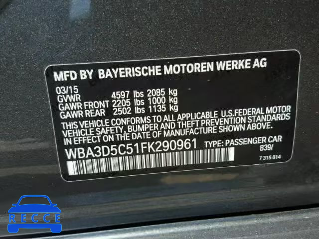 2015 BMW 328D XDRIV WBA3D5C51FK290961 зображення 9