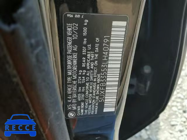 2003 BMW X5 5UXFB33553LH40791 image 9