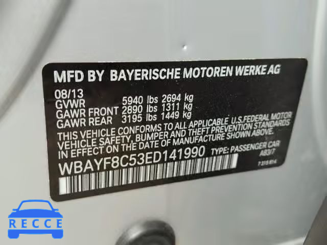 2014 BMW 750LI XDRI WBAYF8C53ED141990 image 9