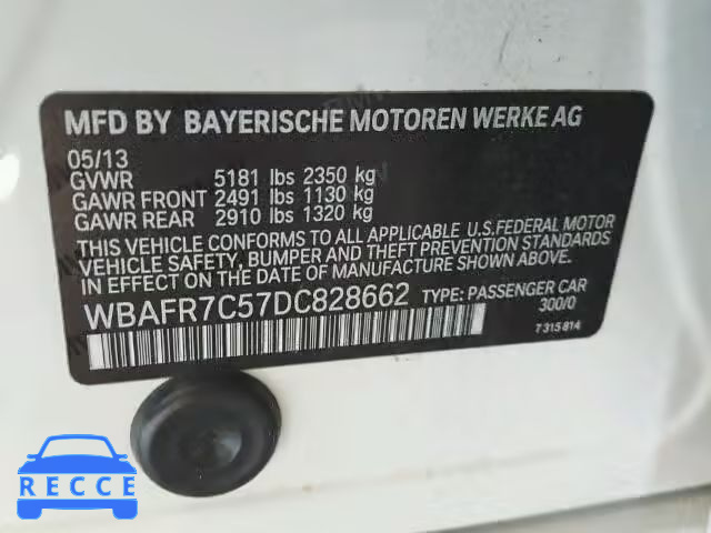 2013 BMW 535 WBAFR7C57DC828662 image 9