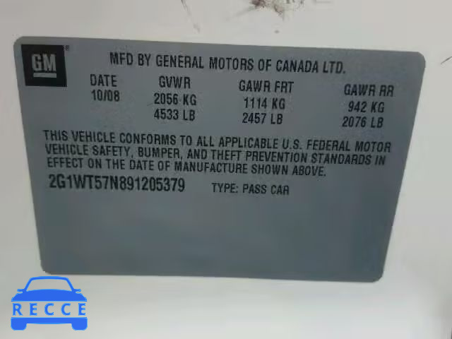 2009 CHEVROLET IMPALA 2G1WT57N891205379 image 9