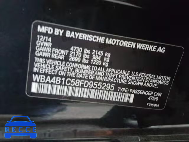 2015 BMW 435 WBA4B1C58FD955295 зображення 9
