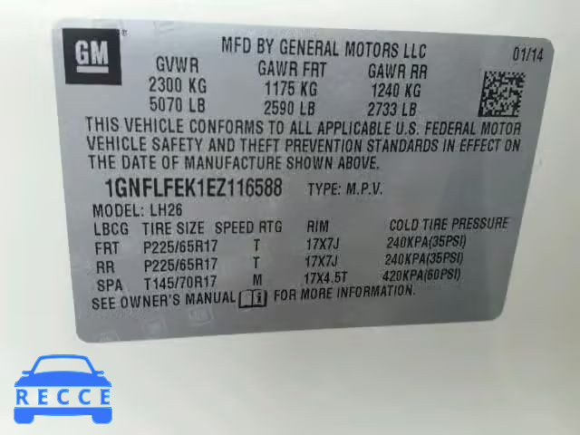 2014 CHEVROLET EQUINOX 1GNFLFEK1EZ116588 image 9