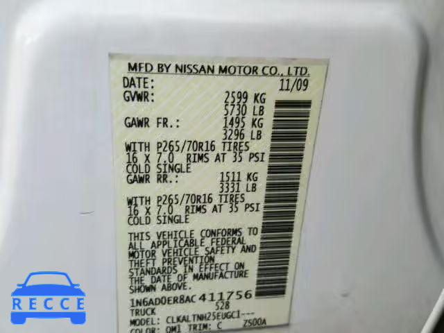 2010 NISSAN FRONTIER 1N6AD0ER8AC411756 image 9