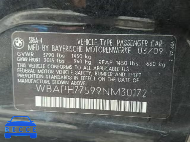 2009 BMW 328 WBAPH77599NM30172 зображення 9