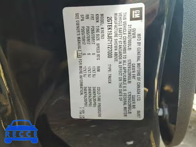 2007 GMC NEW SIERRA 2GTEK19J671727000 image 9