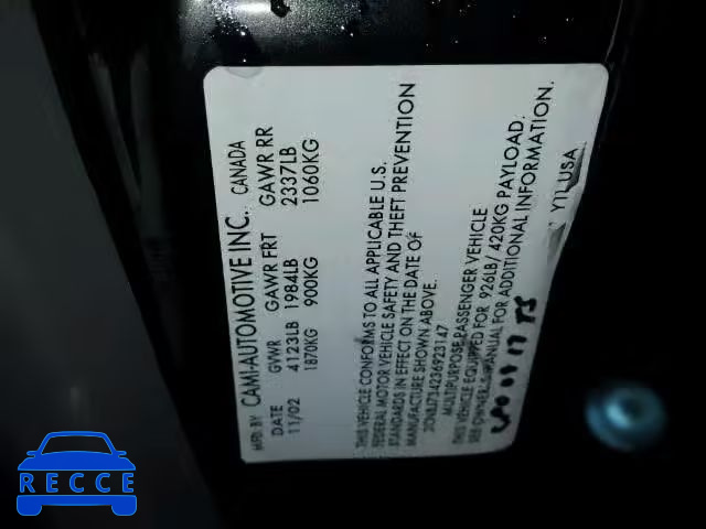 2003 CHEVROLET TRACKER ZR 2CNBJ734236923147 image 9