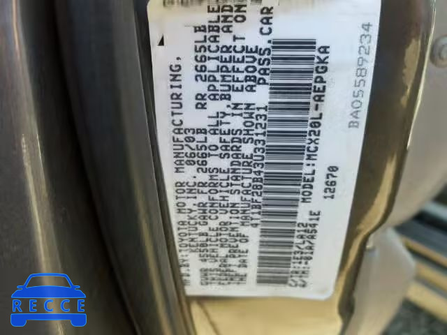2003 TOYOTA AVALON 4T1BF28B43U331231 image 9