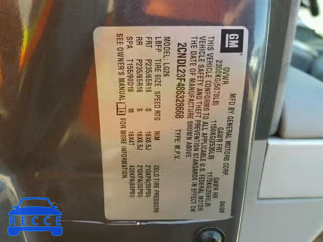 2008 CHEVROLET EQUINOX 2CNDL23F486328668 image 9