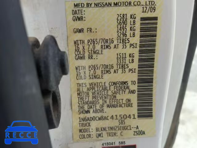 2010 NISSAN FRONTIER 1N6AD0CW8AC415041 image 9