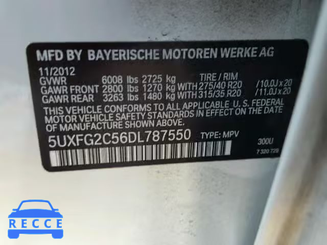 2013 BMW X6 5UXFG2C56DL787550 Bild 9