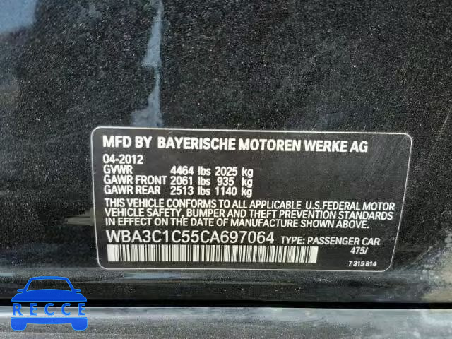 2012 BMW 328 WBA3C1C55CA697064 зображення 9