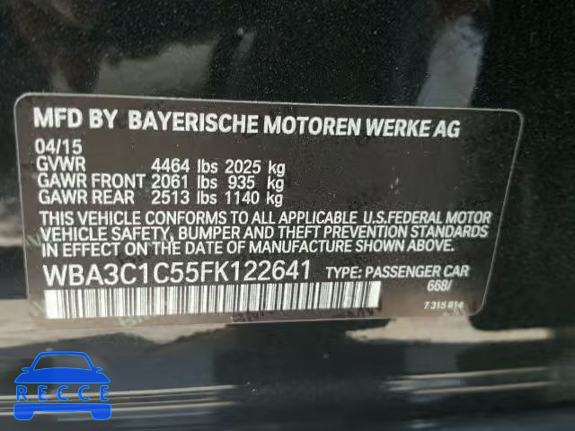 2015 BMW 328 WBA3C1C55FK122641 зображення 9