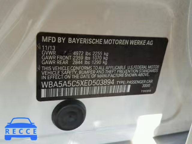 2014 BMW 528 WBA5A5C5XED503894 зображення 9