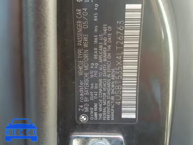 2004 BMW Z4 4USBT535X4LT26763 image 9